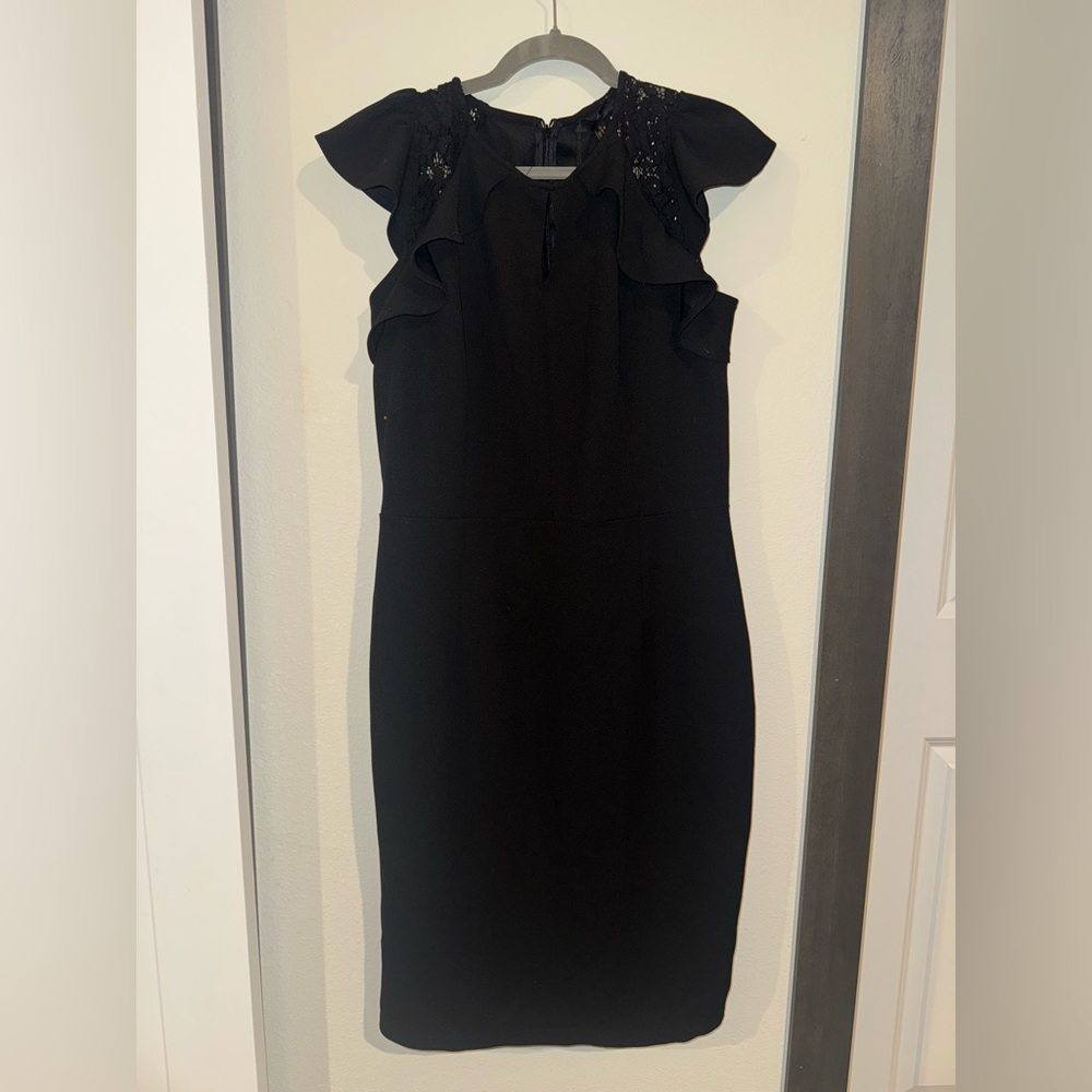 Elegant Black Ruffle Sleeve Dress